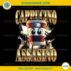 Cappuccino Assassino Coffee PNG, Italian Brainrot Meme PNG