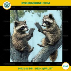 Cute Baby Raccoons Texting Adorable PNG, Wildlife Animal Love Tee PNG