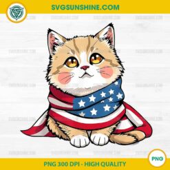 Cute Cat Summer Flag US Memorial Day PNG, Cat America Flag PNG