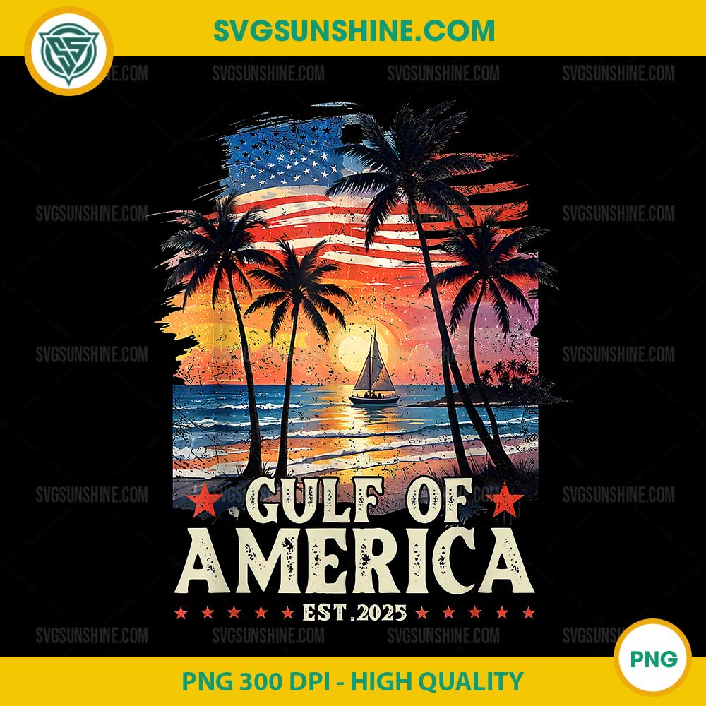Gulf Of US America Est 2025 PNG, Retro Vintage Beach PNG Gulf Of US America Est 2025 PNG, Retro Vintage Beach PNG