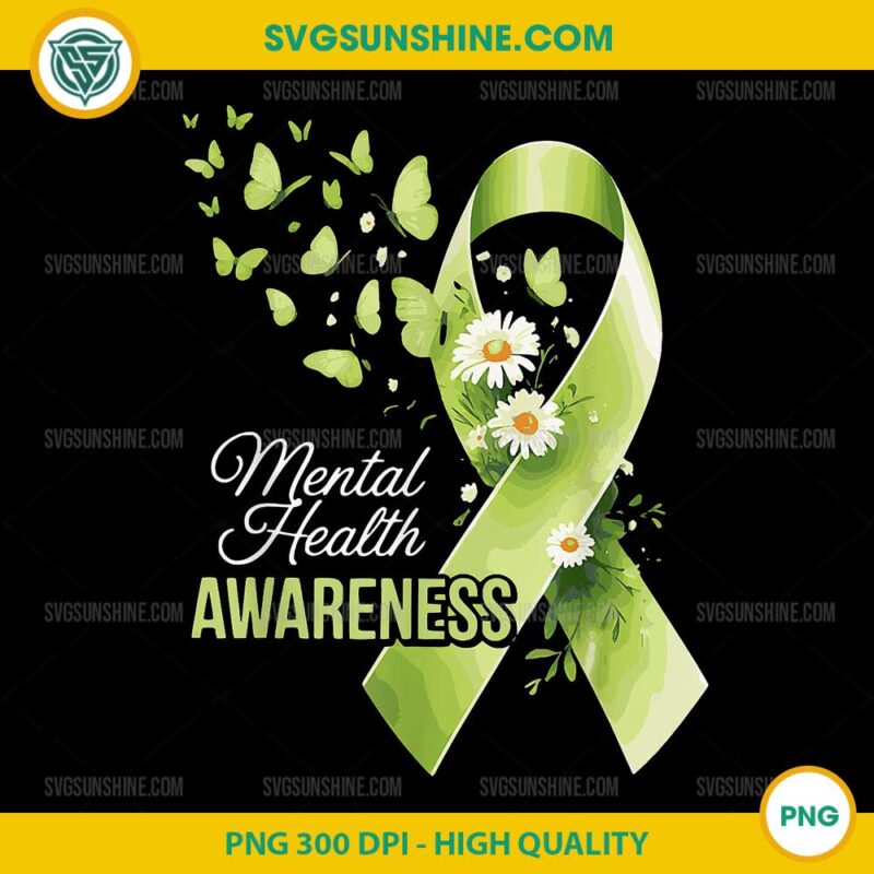 Mental Health Awareness Green Ribbon PNG, Mental Health Awareness PNG