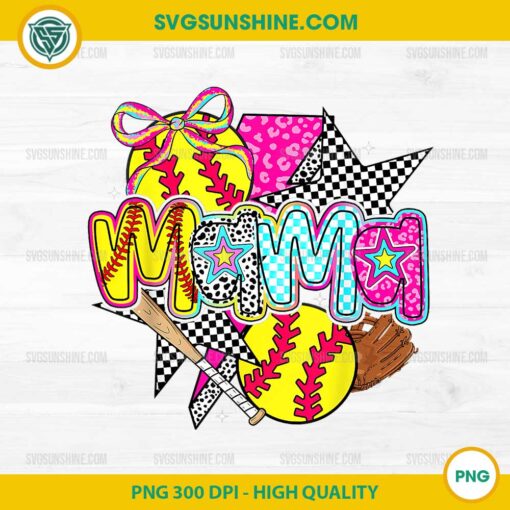 Softball Mama Mom Softball PNG, Game Day Vibes Mother's Day PNG