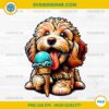 Cockapoo Eating Ice Cream PNG, Cone Cute Dog PNG