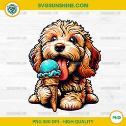 Cockapoo Eating Ice Cream PNG, Cone Cute Dog PNG