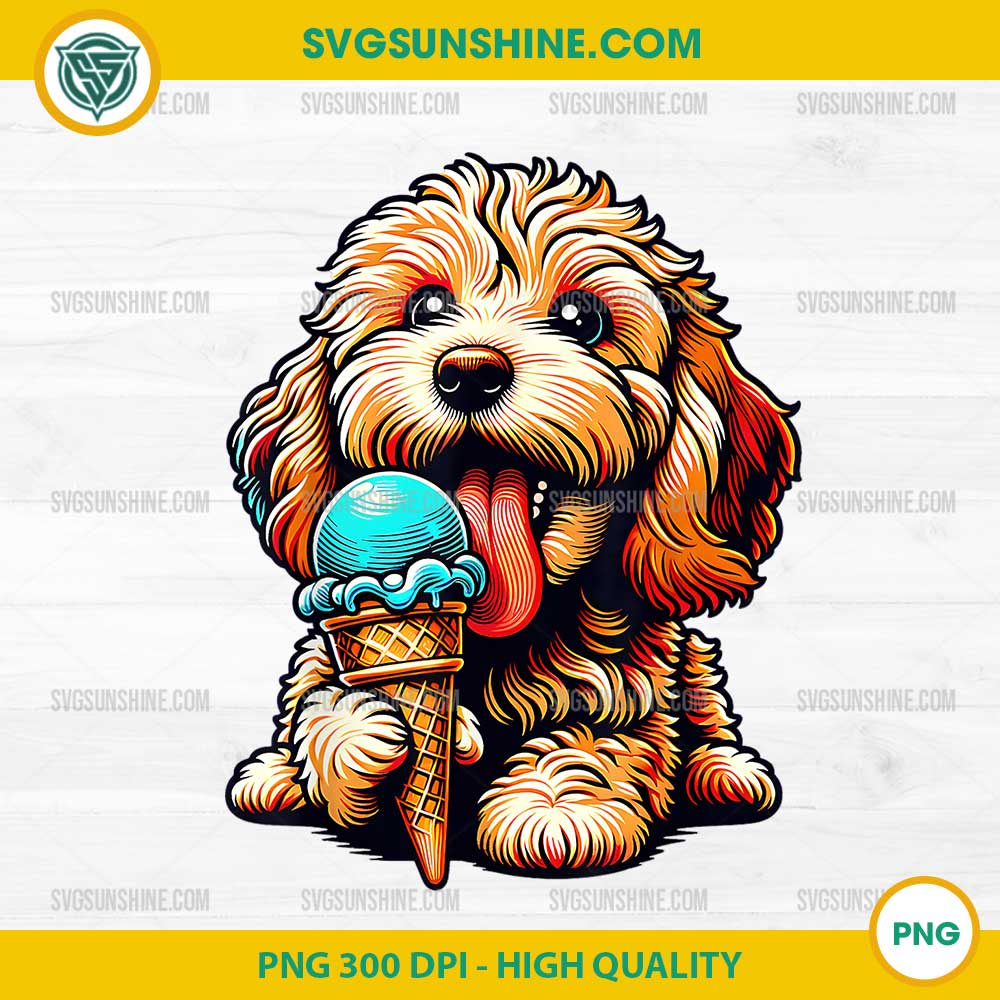 Cockapoo Eating Ice Cream PNG, Cone Cute Dog PNG Cockapoo Eating Ice Cream PNG, Cone Cute Dog PNG