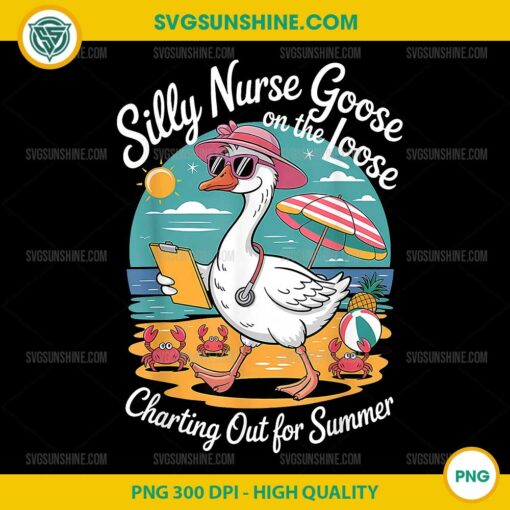 Silly Nurse Goose On The Loose Charting Out Of Summer PNG, Silly Nurse PNG