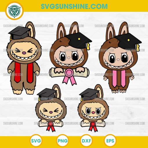 5 Labubu Graduation SVG, Labubu Graduate SVG, Labubu Graduation Cap SVG PNG Clipart