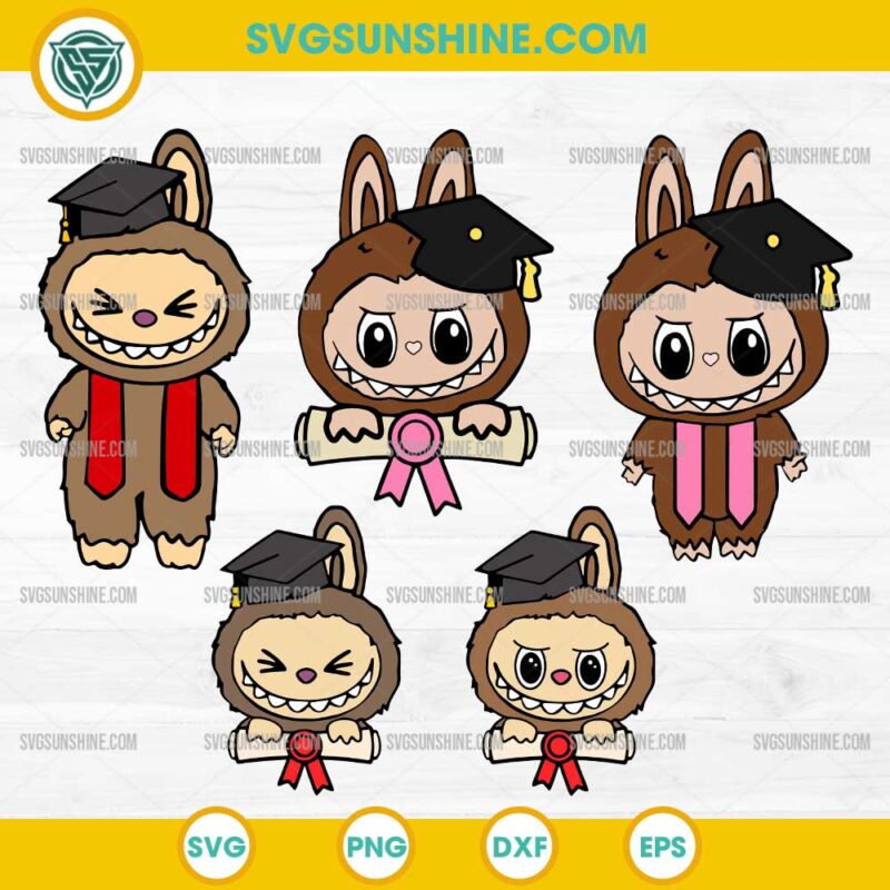 5 Labubu Graduation SVG, Labubu Graduate SVG, Labubu Graduation Cap SVG PNG Clipart