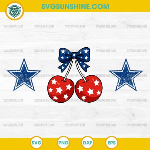 Cherry Coquette Bow with Stars SVG