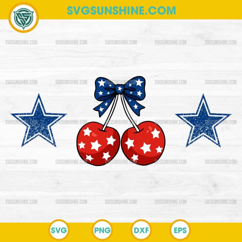 Cherry Coquette Bow with Stars SVG