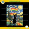 Pride Cat Starry Night PNG, Cat LGBT Pride Month PNG