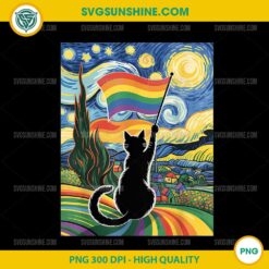 Pride Cat Starry Night PNG, Cat LGBT Pride Month PNG