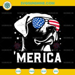 Golden Retriever Dog American Flag Sunglasses SVG
