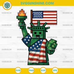 Patriotic Minecraft Statue of Liberty SVG, 4th Of July Minecraft SVG