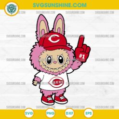 Pink Labubu Cincinnati Reds SVG, Labubu MLB Baseball SVG