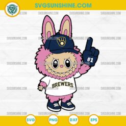 Pink Labubu Milwaukee Brewers SVG, Labubu MLB Baseball SVG