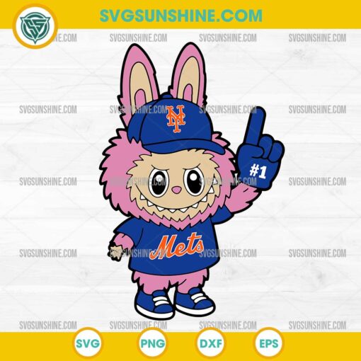 Pink Labubu New York Mets SVG, Labubu MLB Baseball SVG