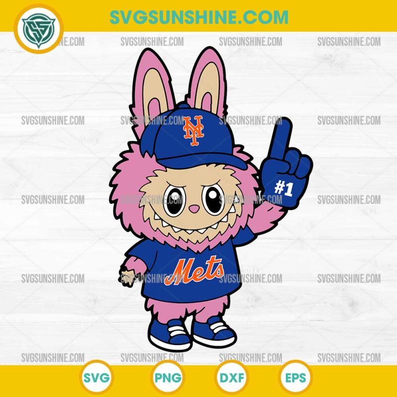 Pink Labubu New York Mets SVG, Labubu MLB Baseball SVG