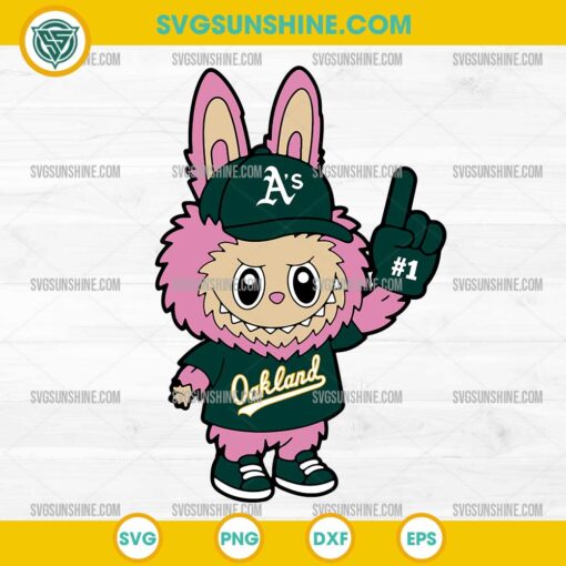 Pink Labubu Oakland Athletics SVG, Labubu MLB Baseball SVG