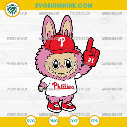 Pink Labubu Philadelphia Phillies SVG, Labubu MLB Baseball SVG