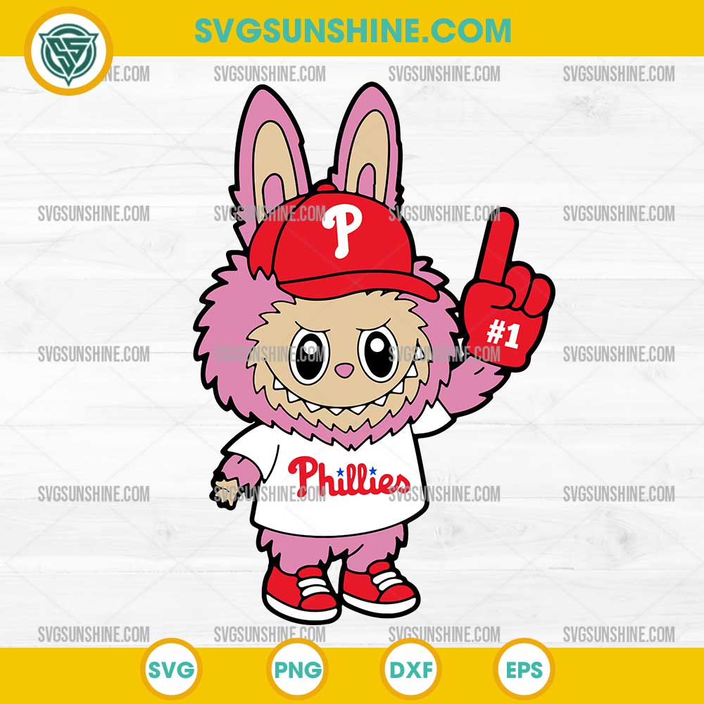 Pink Labubu Philadelphia Phillies SVG, Labubu MLB Baseball SVG Pink Labubu Philadelphia Phillies SVG, Labubu MLB Baseball SVG