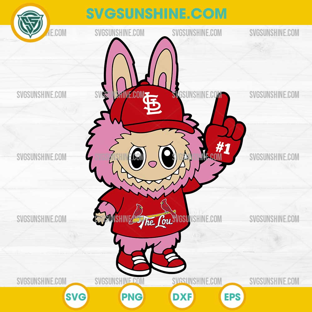 Pink Labubu St Louis Cardinals SVG, Labubu MLB Baseball SVG Pink Labubu St Louis Cardinals SVG, Labubu MLB Baseball SVG