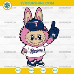Pink Labubu Texas Rangers SVG, Labubu MLB Baseball SVG