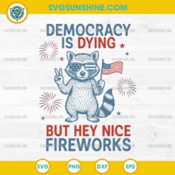 Raccoon Democracy Is Dying But Hey Nice Fireworks SVG, Raccoon 4th Of July SVG