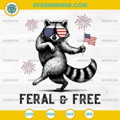 Raccoon Feral And Free SVG, Vintage Patriotic Raccoon 4th of july SVG