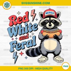 Red White And Feral PNG, Funny Raccoon 4th Of July PNG