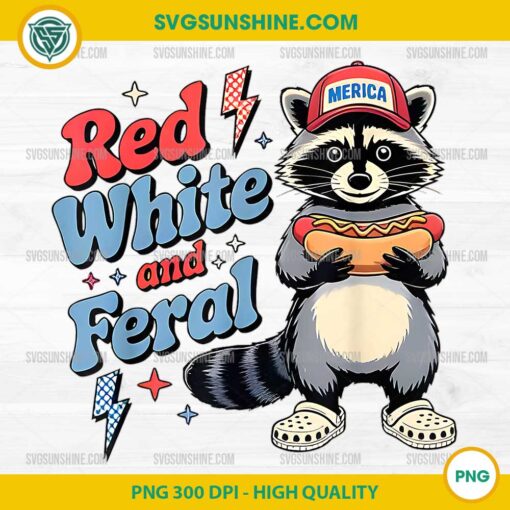 Red White And Feral PNG, Funny Raccoon 4th Of July PNG