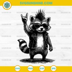 Retro Raccoon Rock Music SVG, Funny Raccoon Rock Sign SVG
