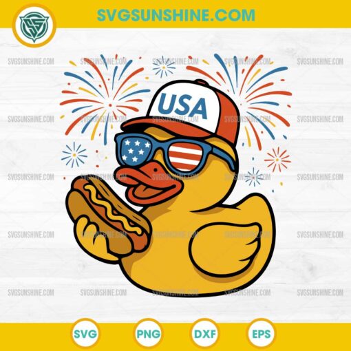 Rubber Duck Hot Dog 4th of july SVG