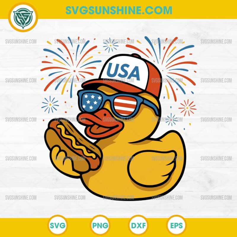 Rubber Duck Hot Dog 4th of july SVG