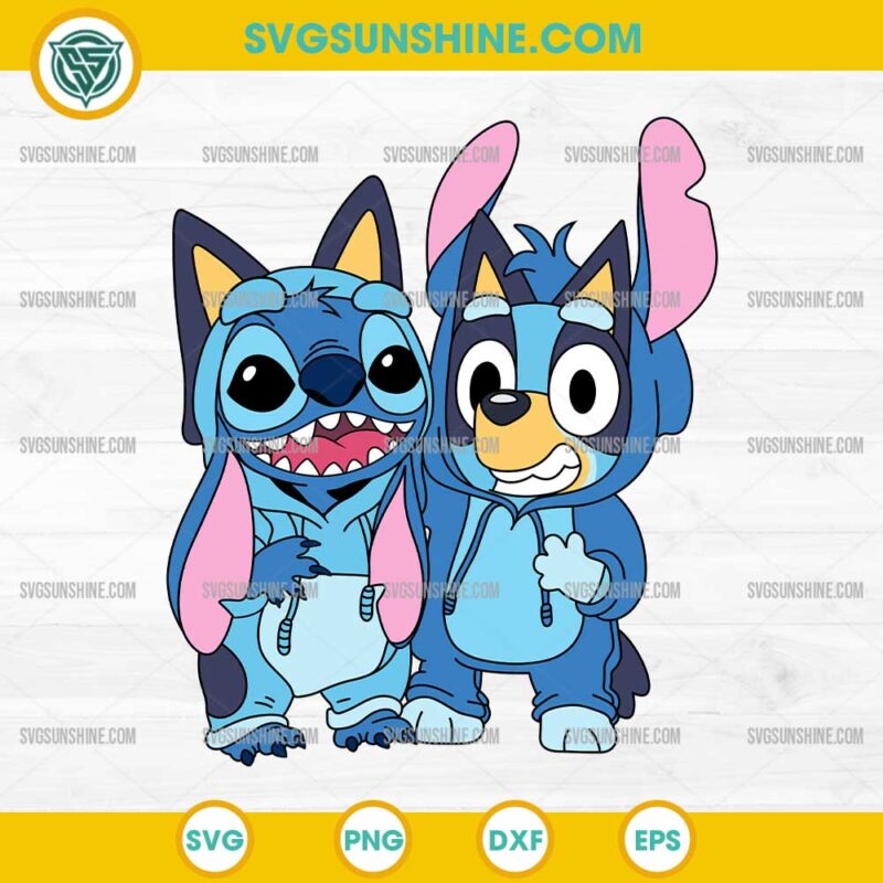 Stitch And Bluey Cosplay SVG, Bluey Stitch SVG PNG File