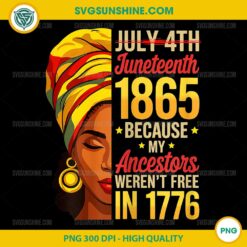 July 4th Juneteenth 1865 Because My Ancestors PNG, Woman Juneteenth PNG