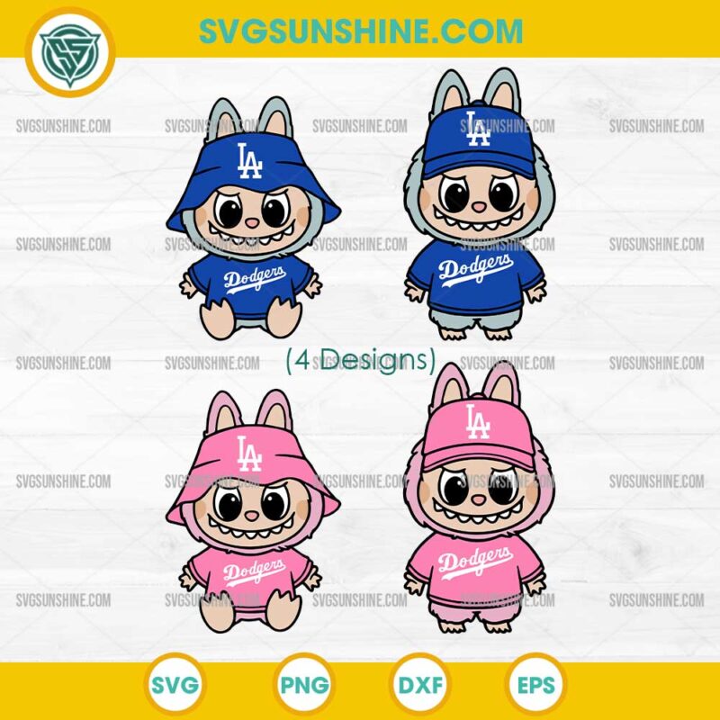 Labubu LA Dodgers SVG Bundle, Labubu Los Angeles Dodgers Baseball SVG PNG