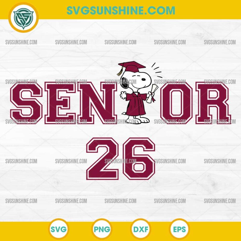 Snoopy 2026 Graduation SVG, Senior 2026 SVG, Snoopy Graduation Cap SVG