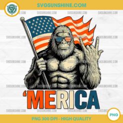 4th Of July Bigfoot Merica Rock PNG, Patriotic American Flag PNG