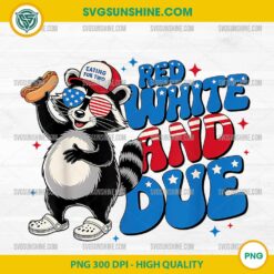 Raccoon Pregnant Red White And Due Funny 4th Of July PNG, Raccoon 4th Of July PNG