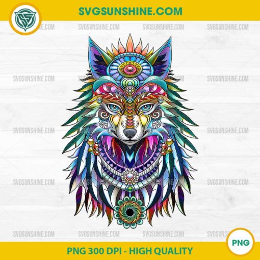 Wolf Art Colorful PNG, Colorful Head Wolf PNG