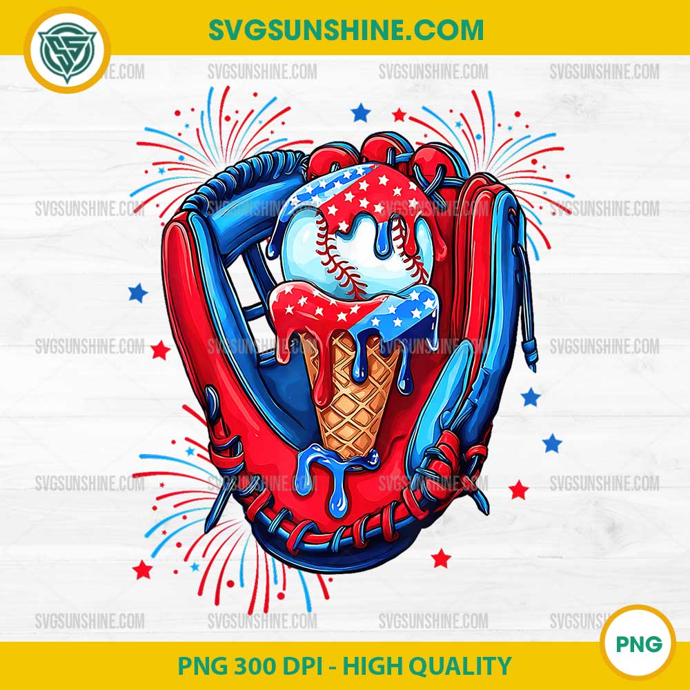 Baseball Glove Drip Ice Cream PNG, American Flag 4th of July PNG Baseball Glove Drip Ice Cream PNG, American Flag 4th of July PNG