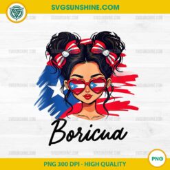Boricua Girl Puerto Rico Flag Design PNG