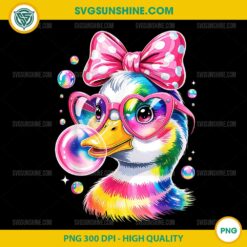 Cool Rainbow Duck with Sunglasses PNG