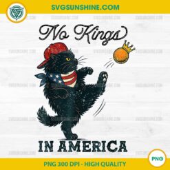 No Kings In America Patriotic Cat PNG