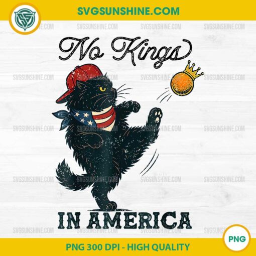 No Kings In America Patriotic Cat PNG
