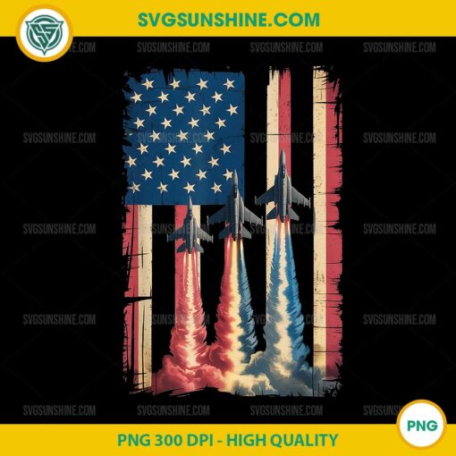 Vintage Flag Jets Patriotic PNG