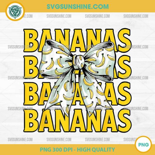 Retro Bananas Coquette Bow PNG, let's Go Bananas PNG