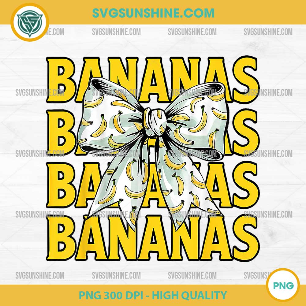 Retro Bananas Coquette Bow PNG, let's Go Bananas PNG Retro Bananas Coquette Bow PNG, let's Go Bananas PNG