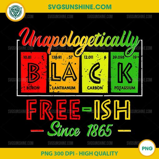 Juneteenth Unapologetically Free ISH PNG, Black Periodic PNG